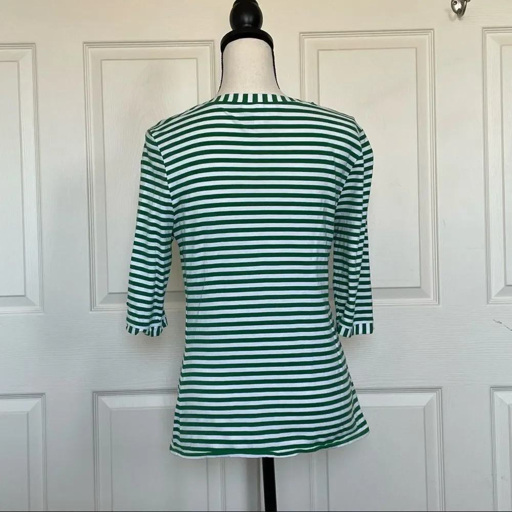 Luella for Target Green & White Striped T-shirt with Embroidered Cherry, Large - Picture 5 of 13
